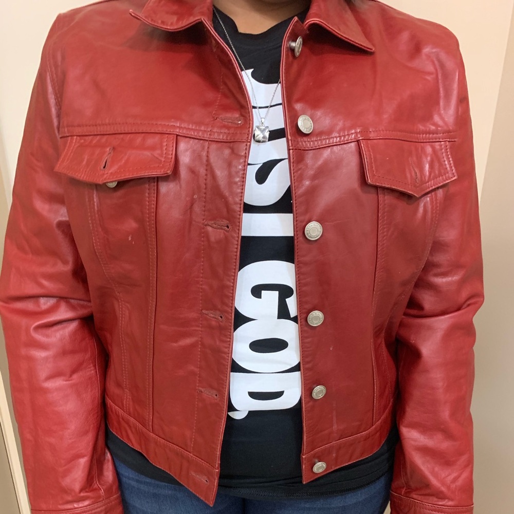 Old Navy Red Leather Jacket